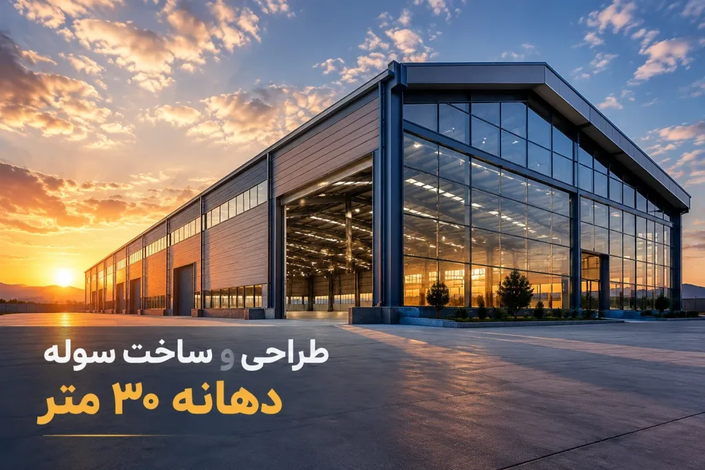 طراحی و ساخت سوله دهانه ۳۰ متر بدون ستون